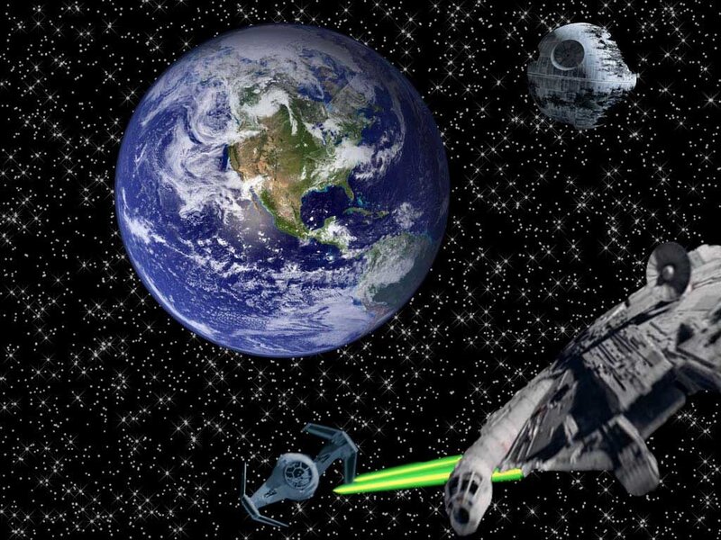 Earth and Star Wars ships