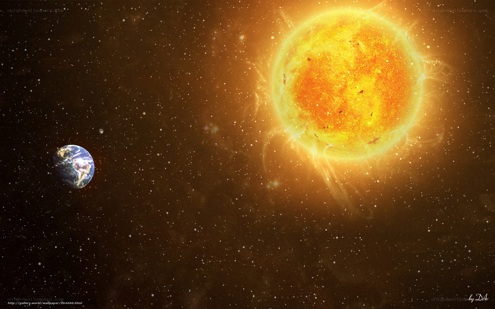 Earth and Sun in space