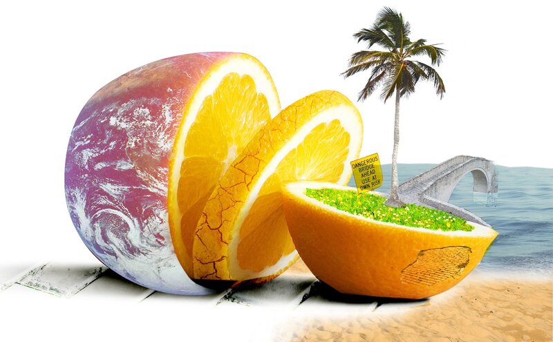 Earth as an orange slice