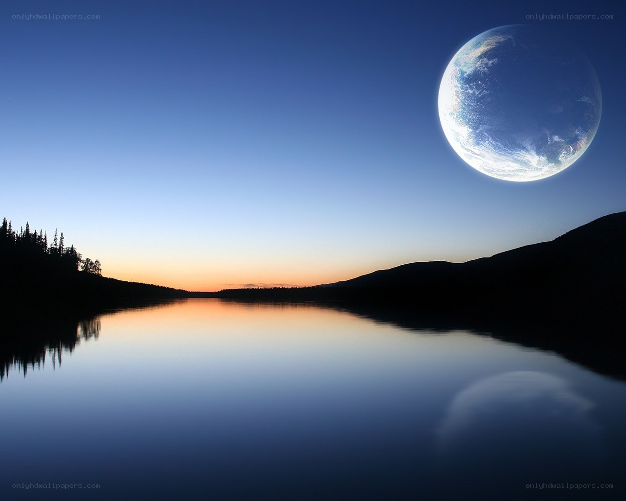 Earth as seen from a lake