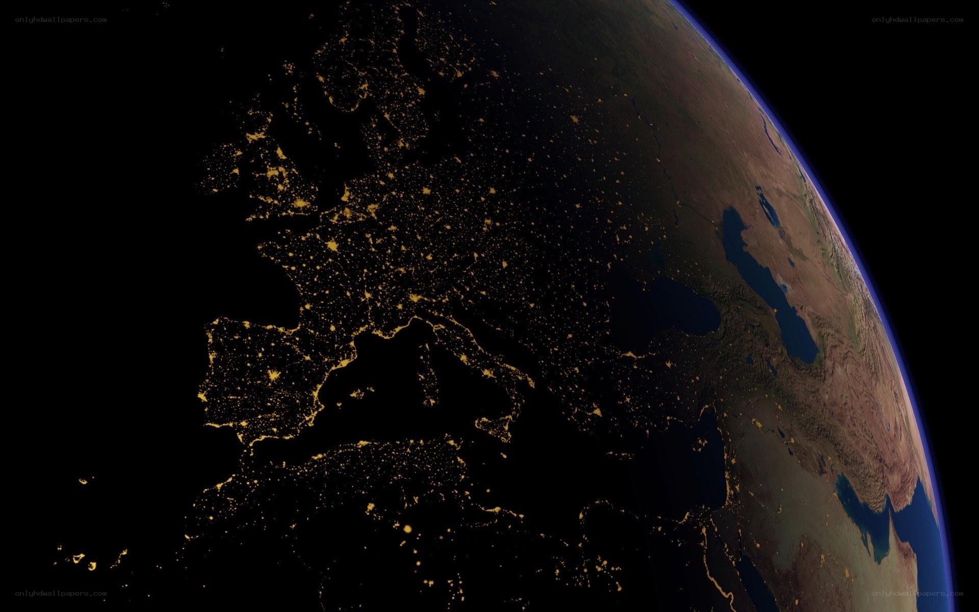 Earth at night from space