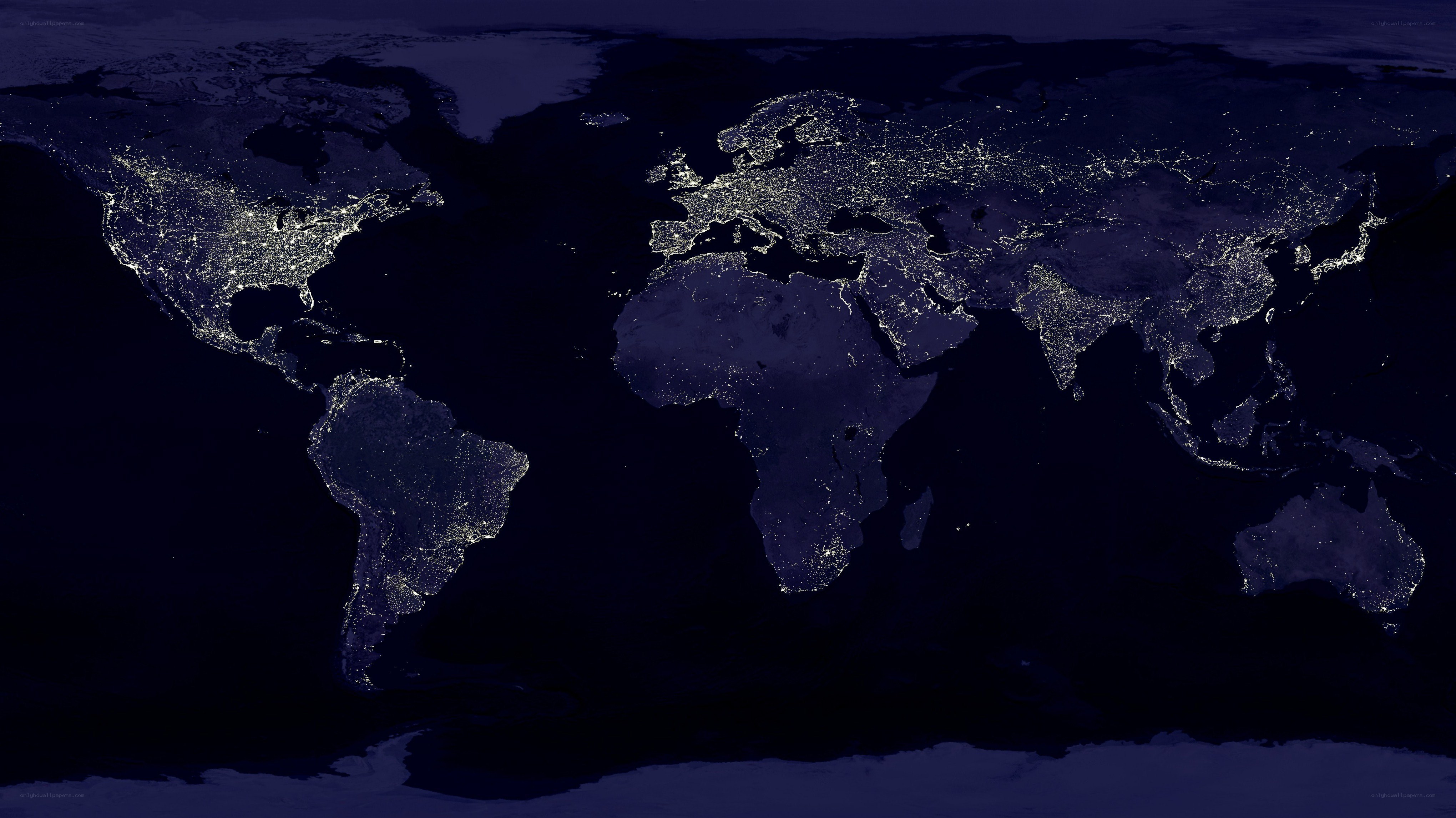 Earth at night from space