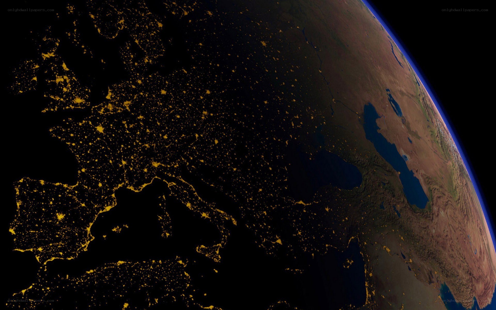 Earth at night from space