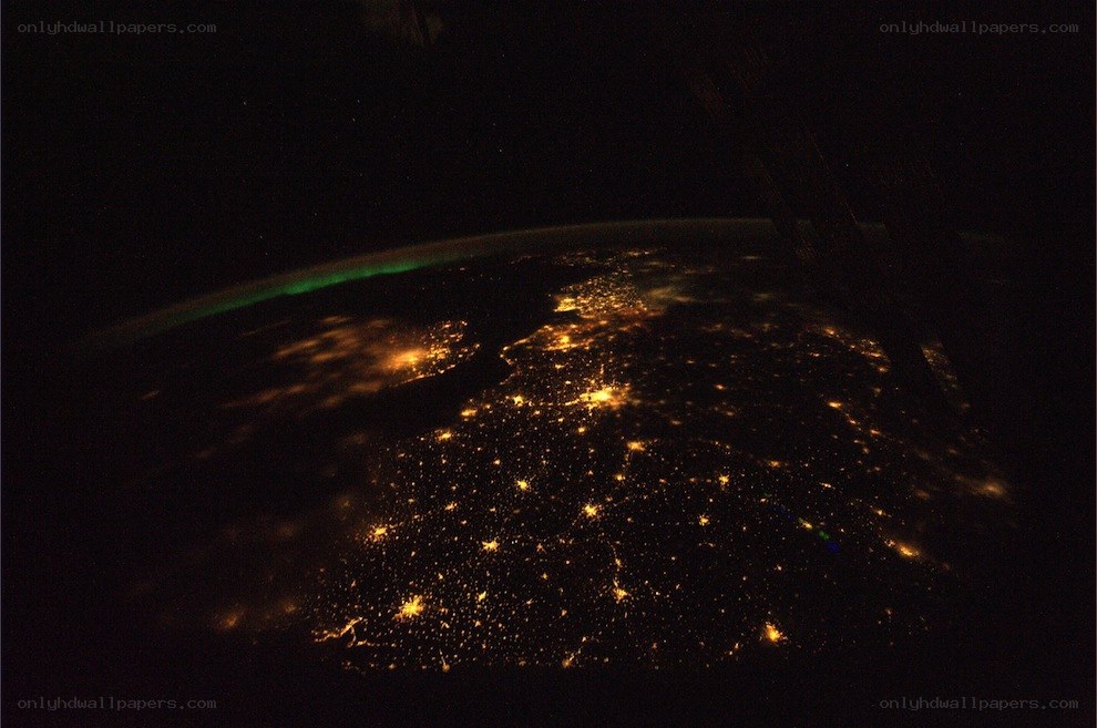 Earth at night from space