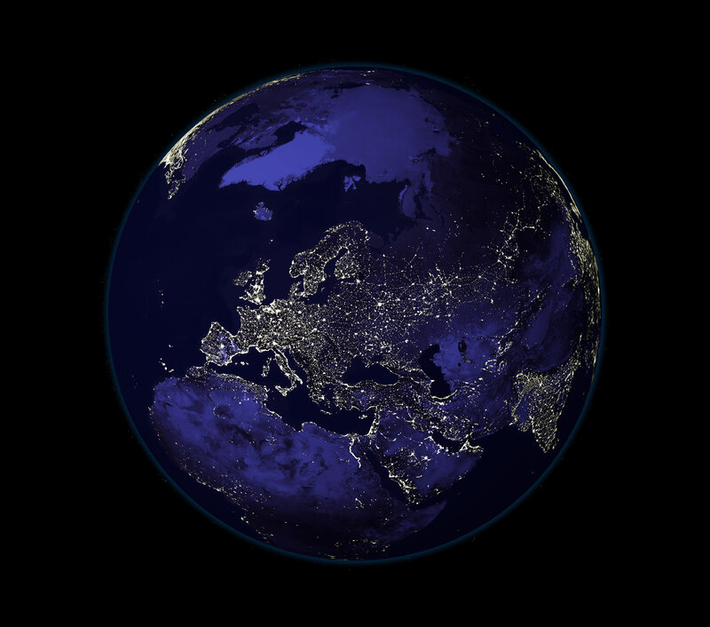 Earth at night from space