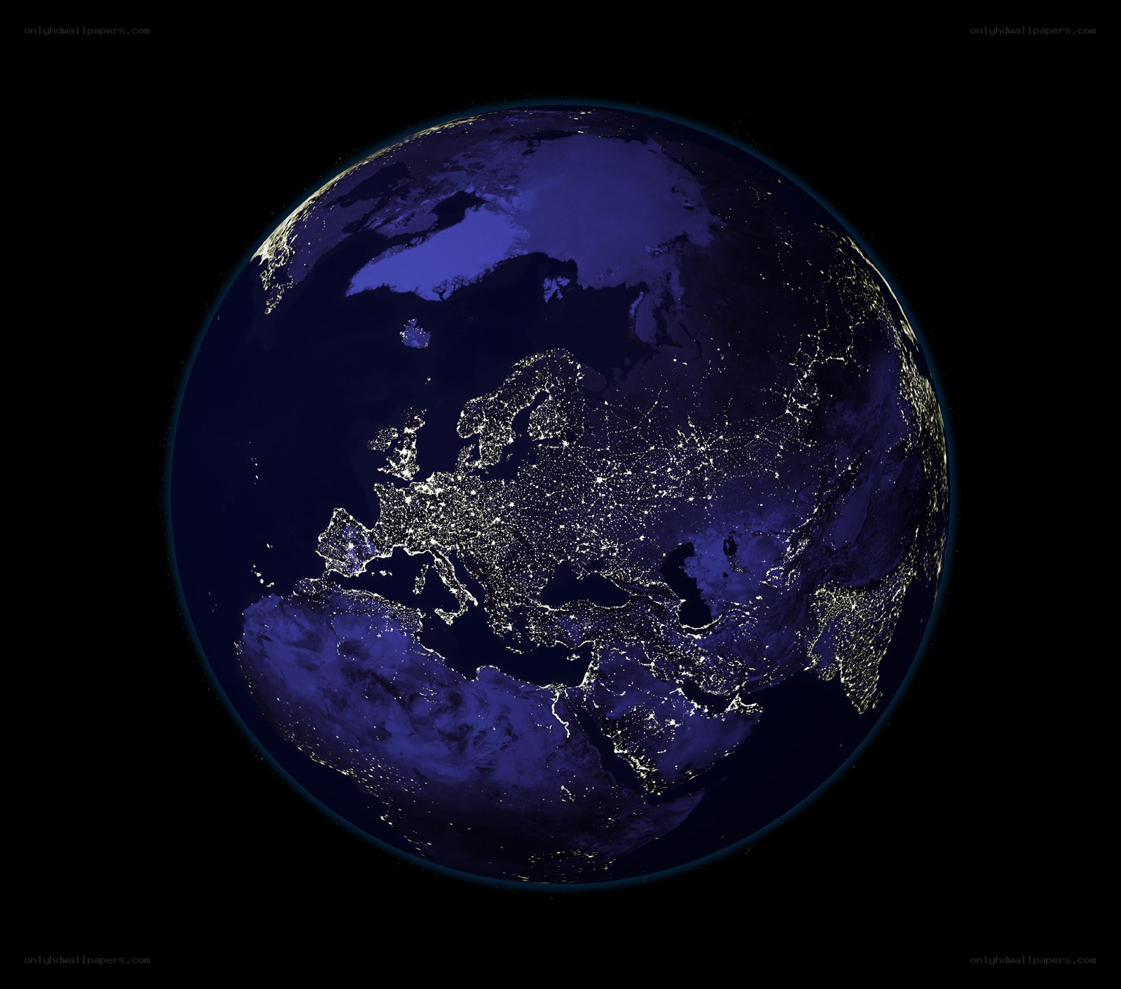 Earth at night from space