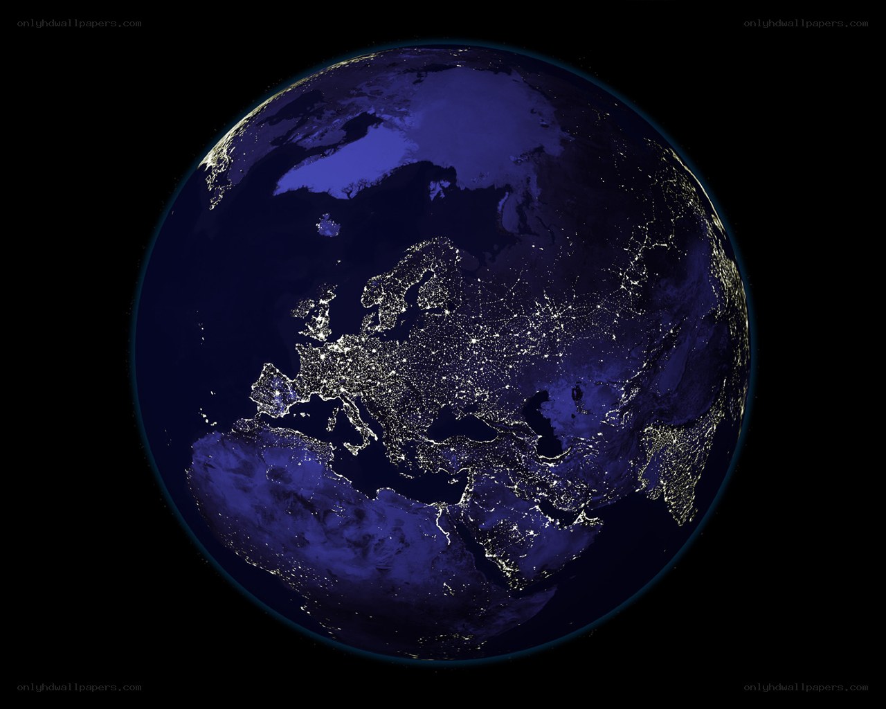 Earth at night from space