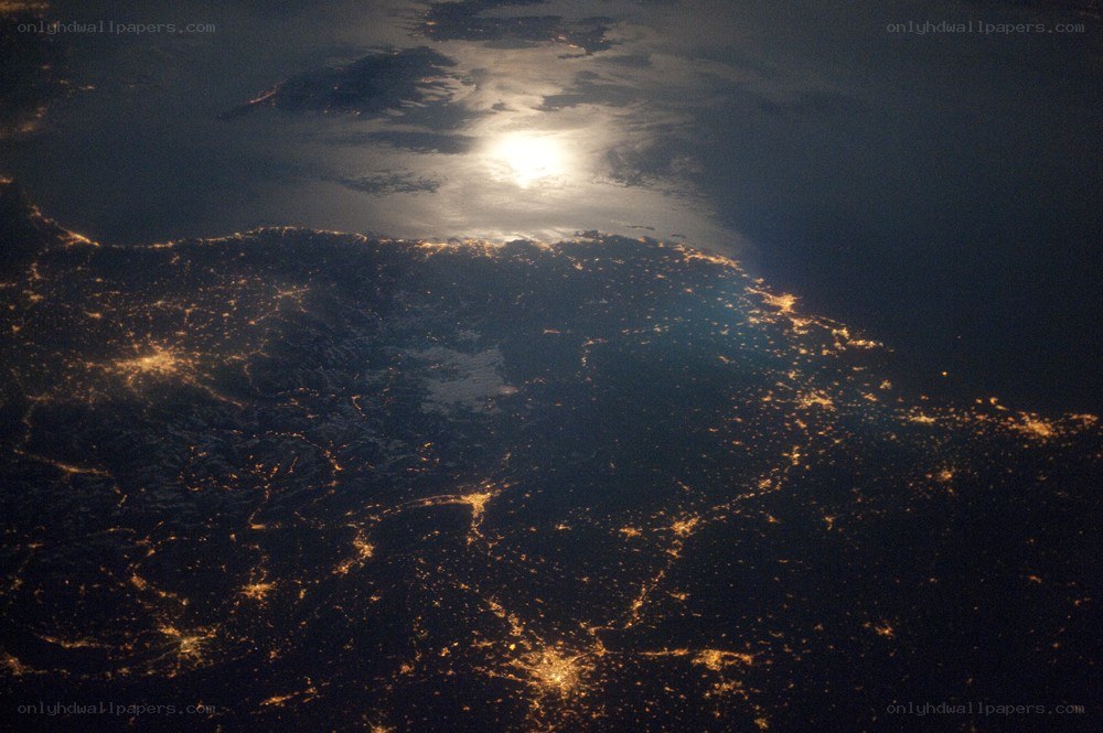 Earth at night from space