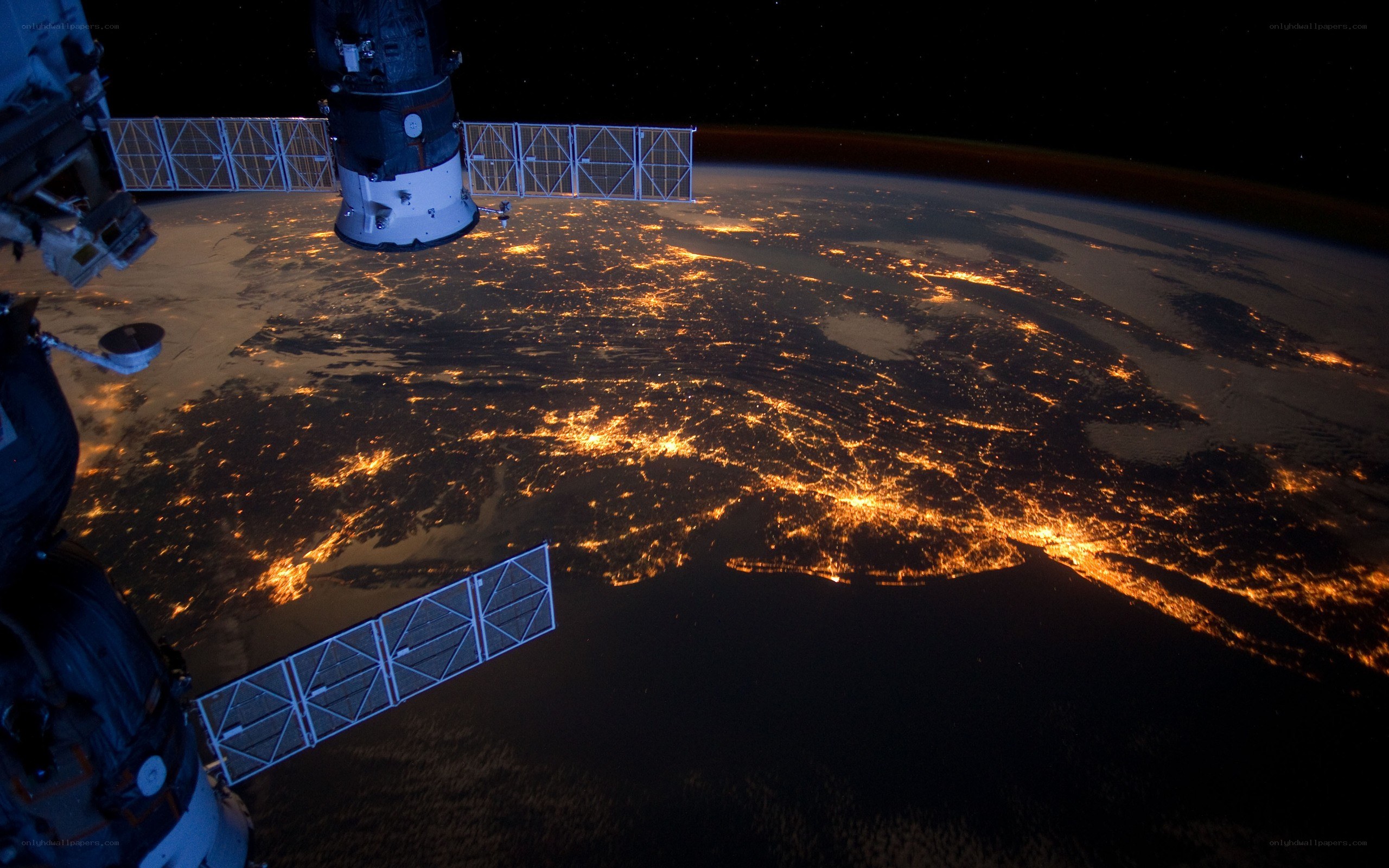 Earth at night from space