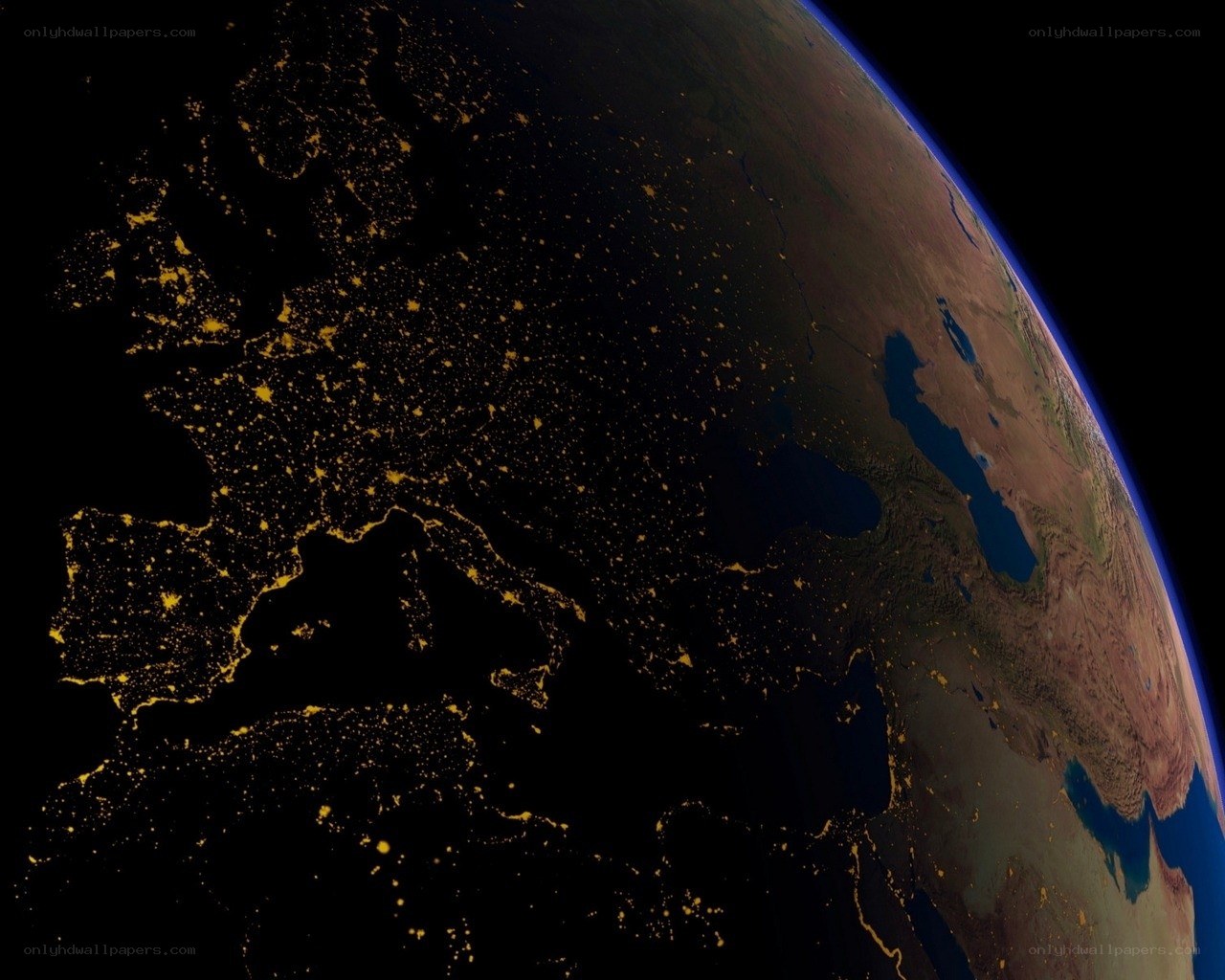 Earth at night from space