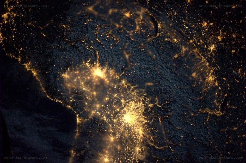 Earth at night from space