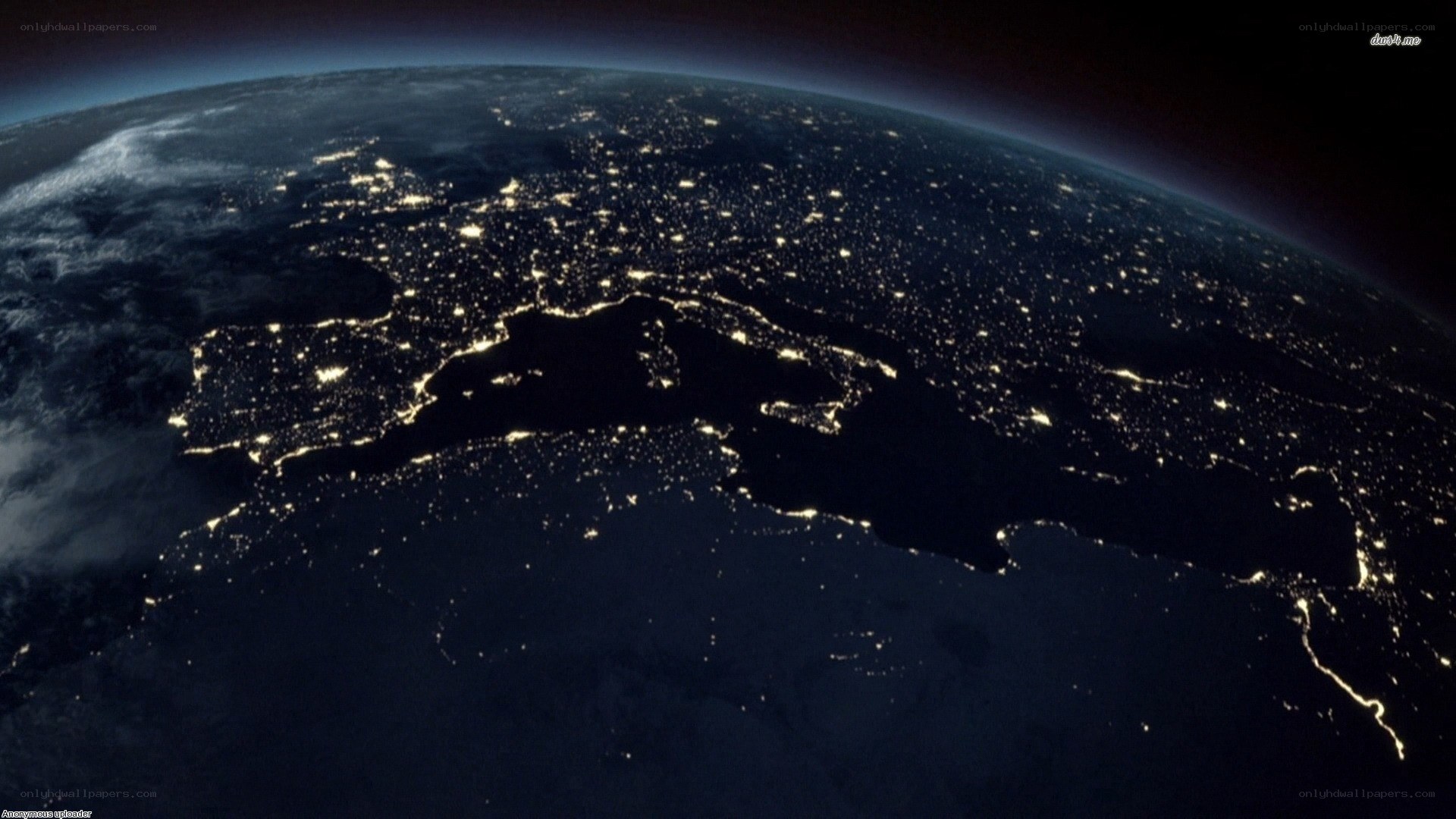 Earth at night from space