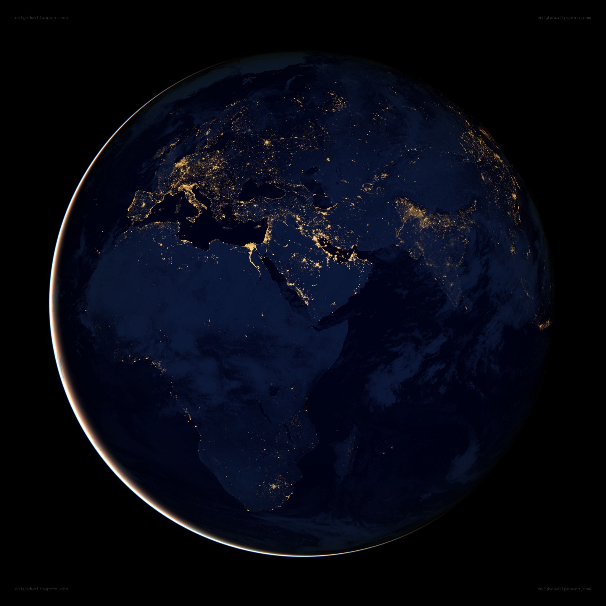 Earth at night from space