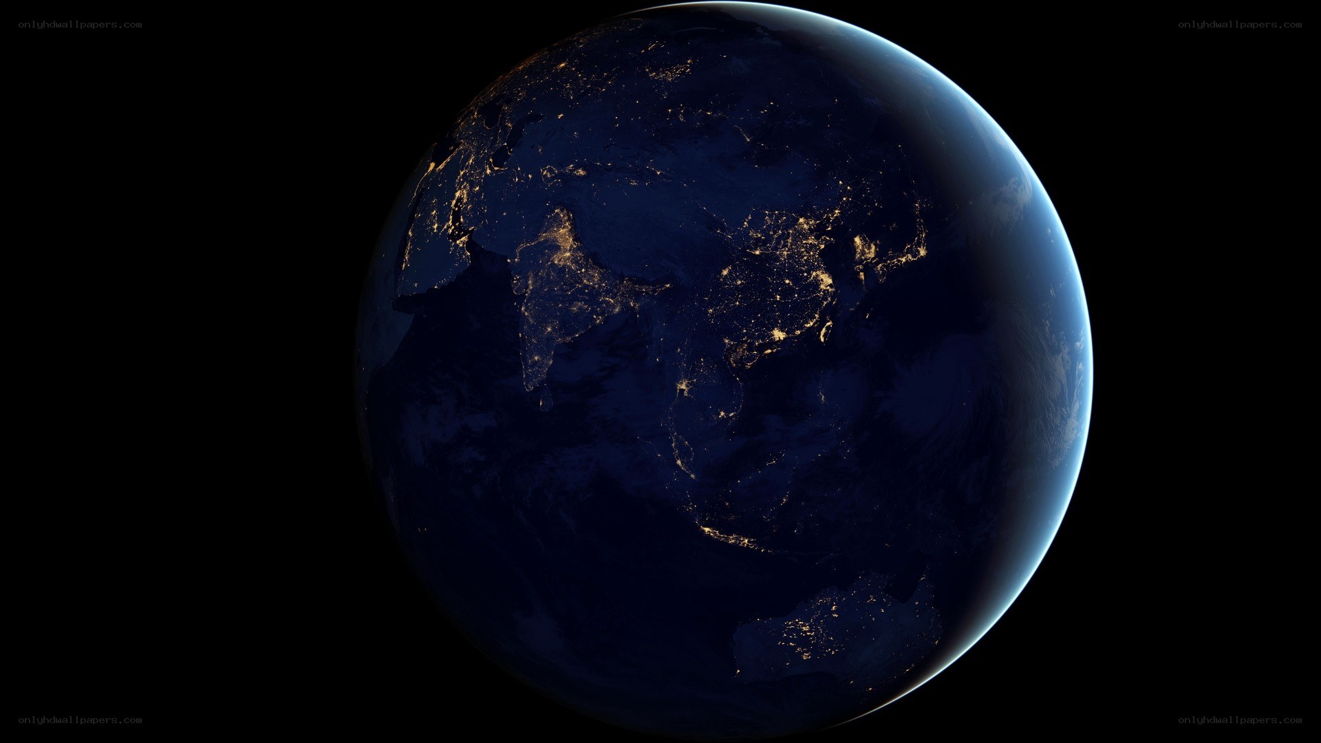 Earth at night from space