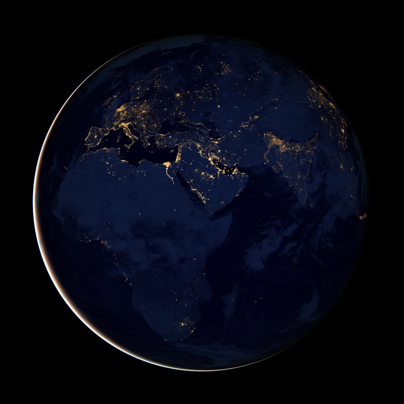 Earth at night from space