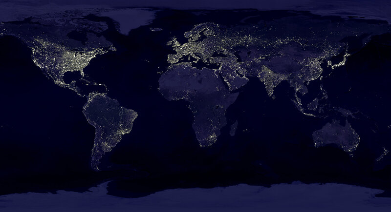 Earth at night from space