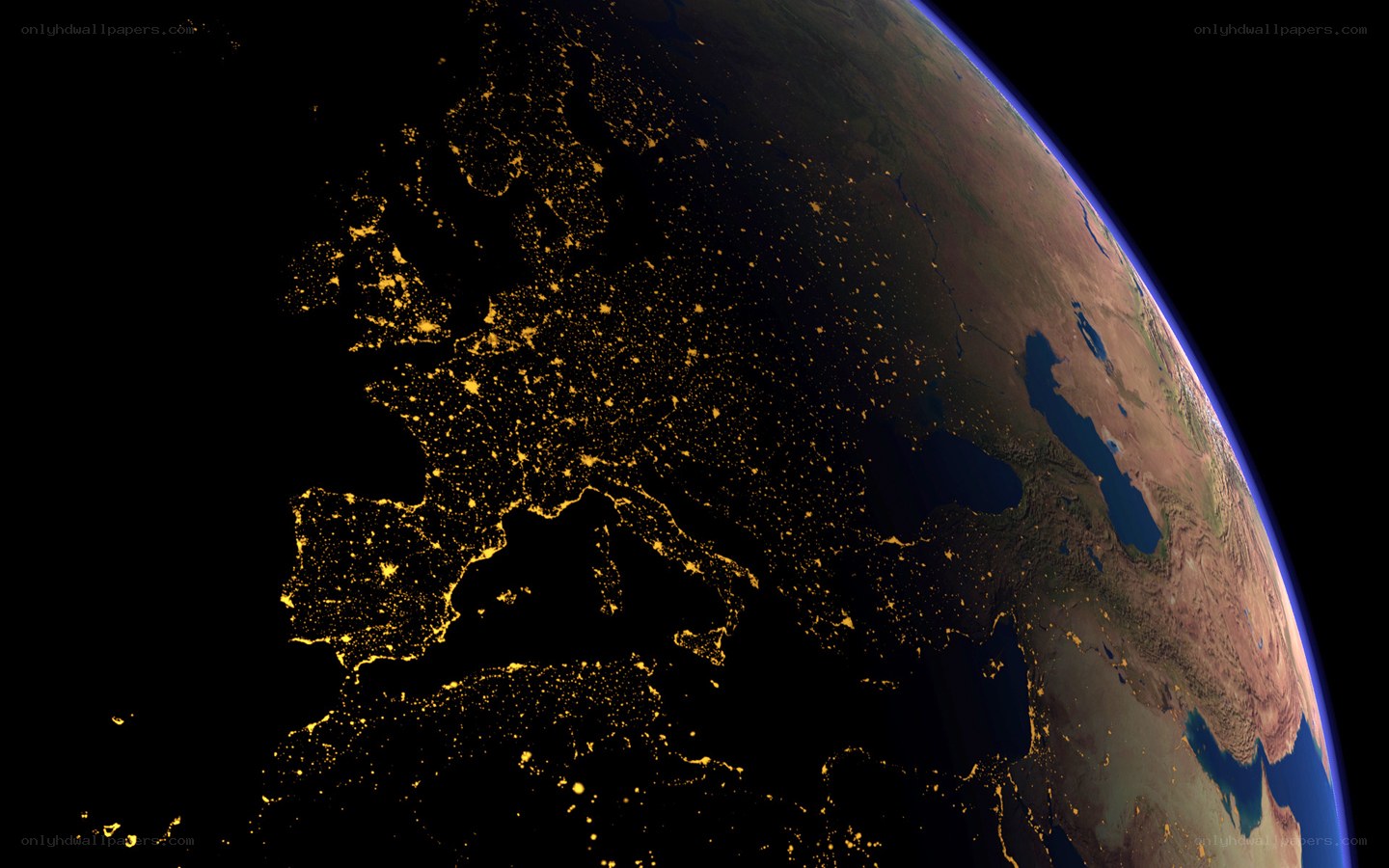 Earth at night from space