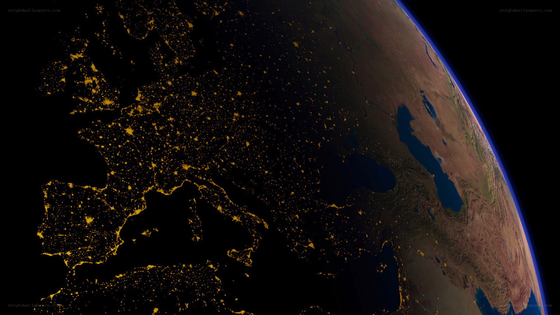 Earth at night from space