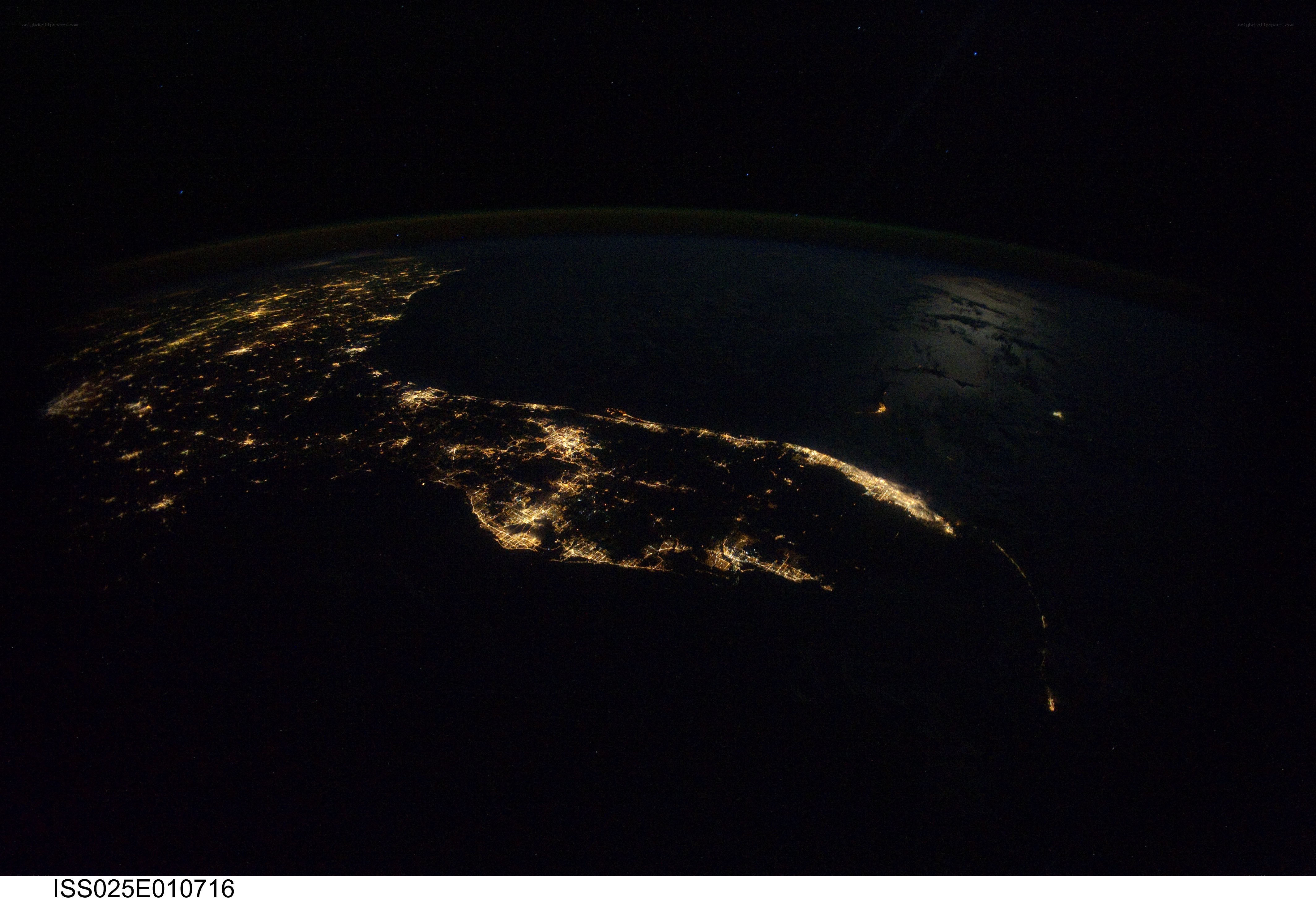 Earth at night from space