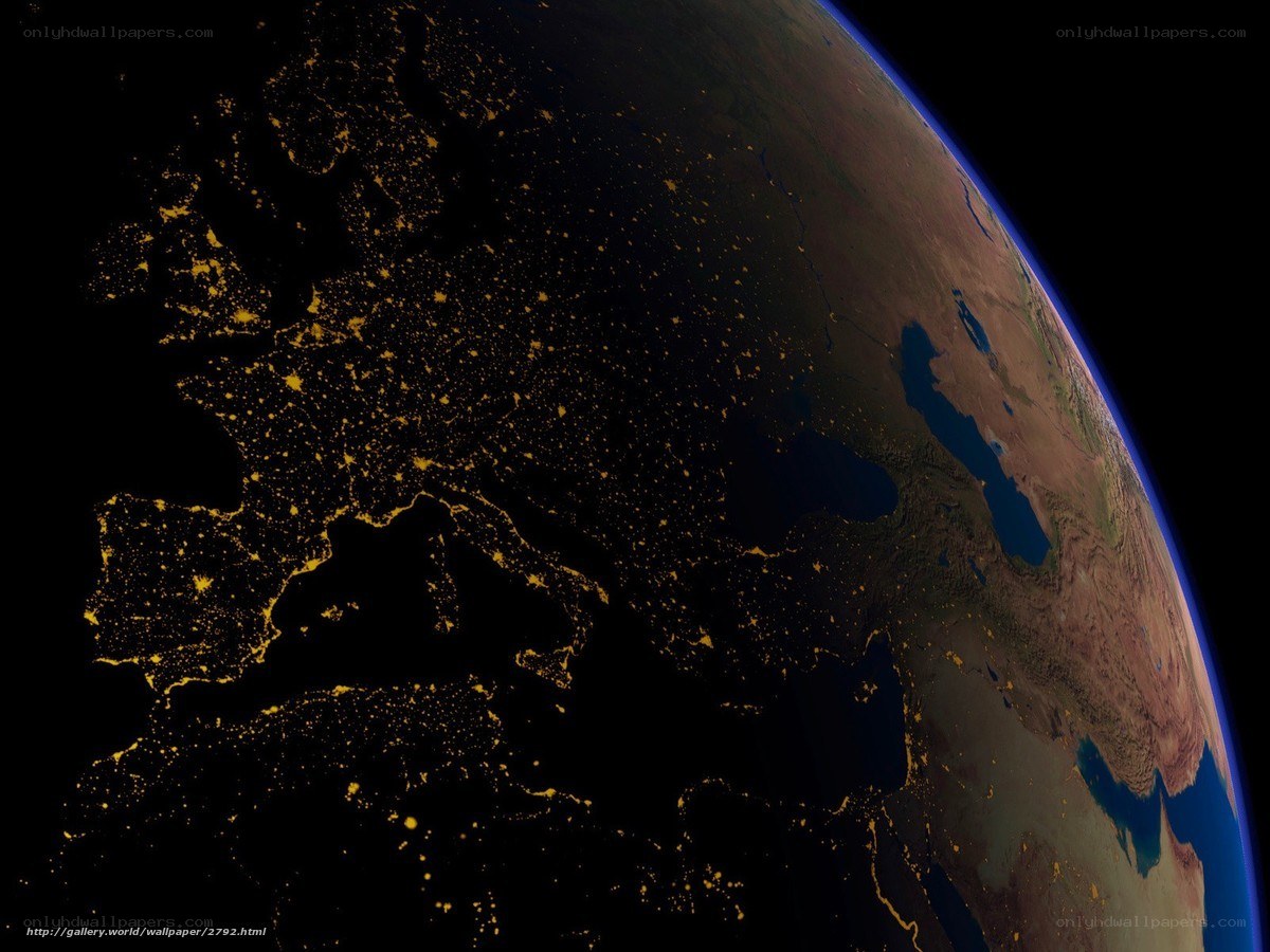 Earth at night from space