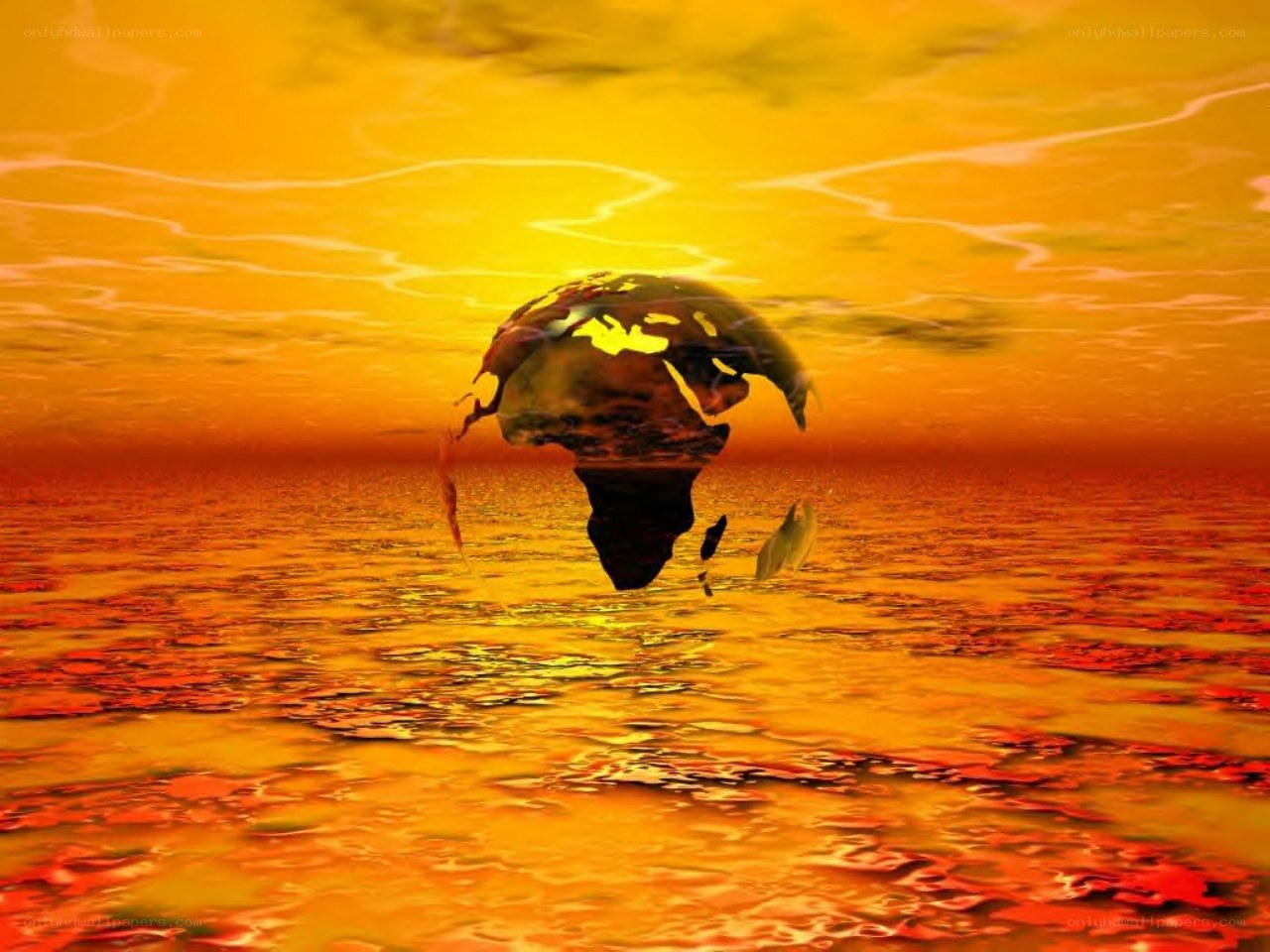 Earth at sunset over water