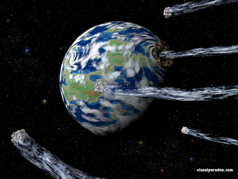 Earth Being Hit by Asteroids