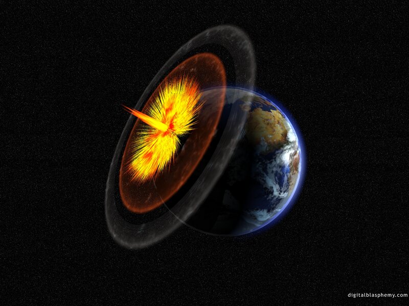 Earth core explosion