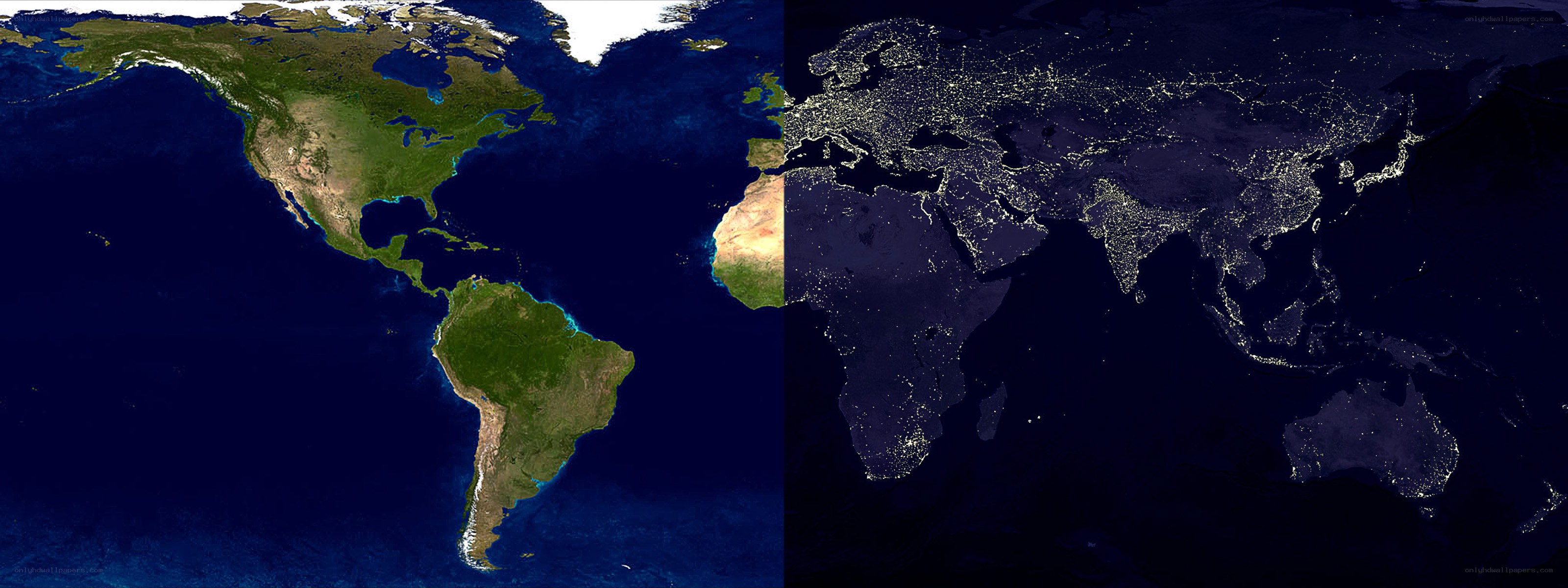 Earth day and night map