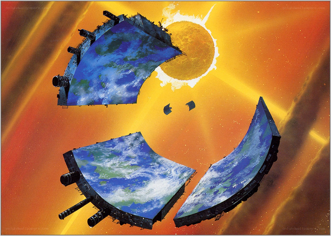 Earth fragments in space