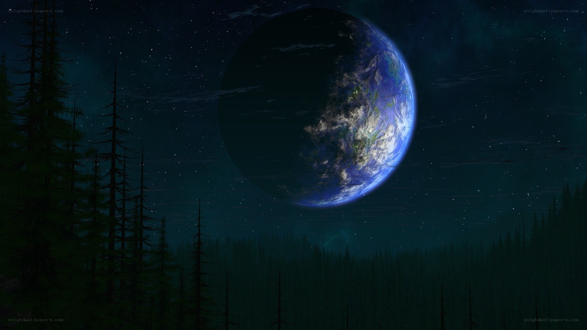 Earth from a distant moon