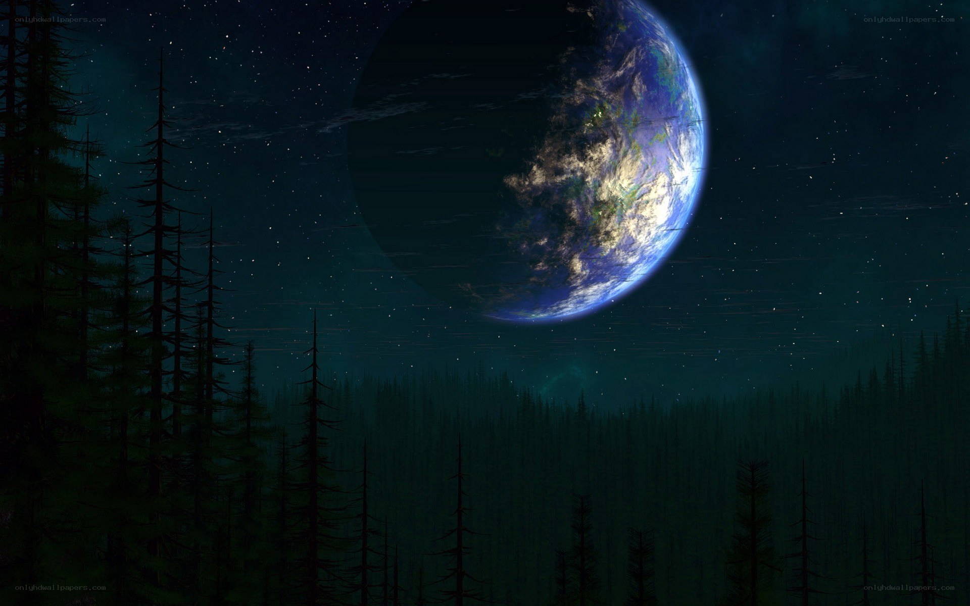 Earth from a distant moon