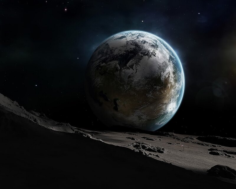 Earth from a distant moon