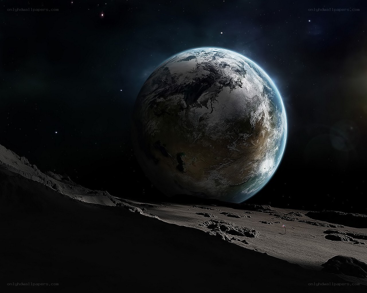 Earth from a distant moon