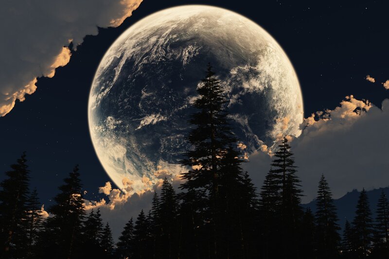 Earth from a distant moon