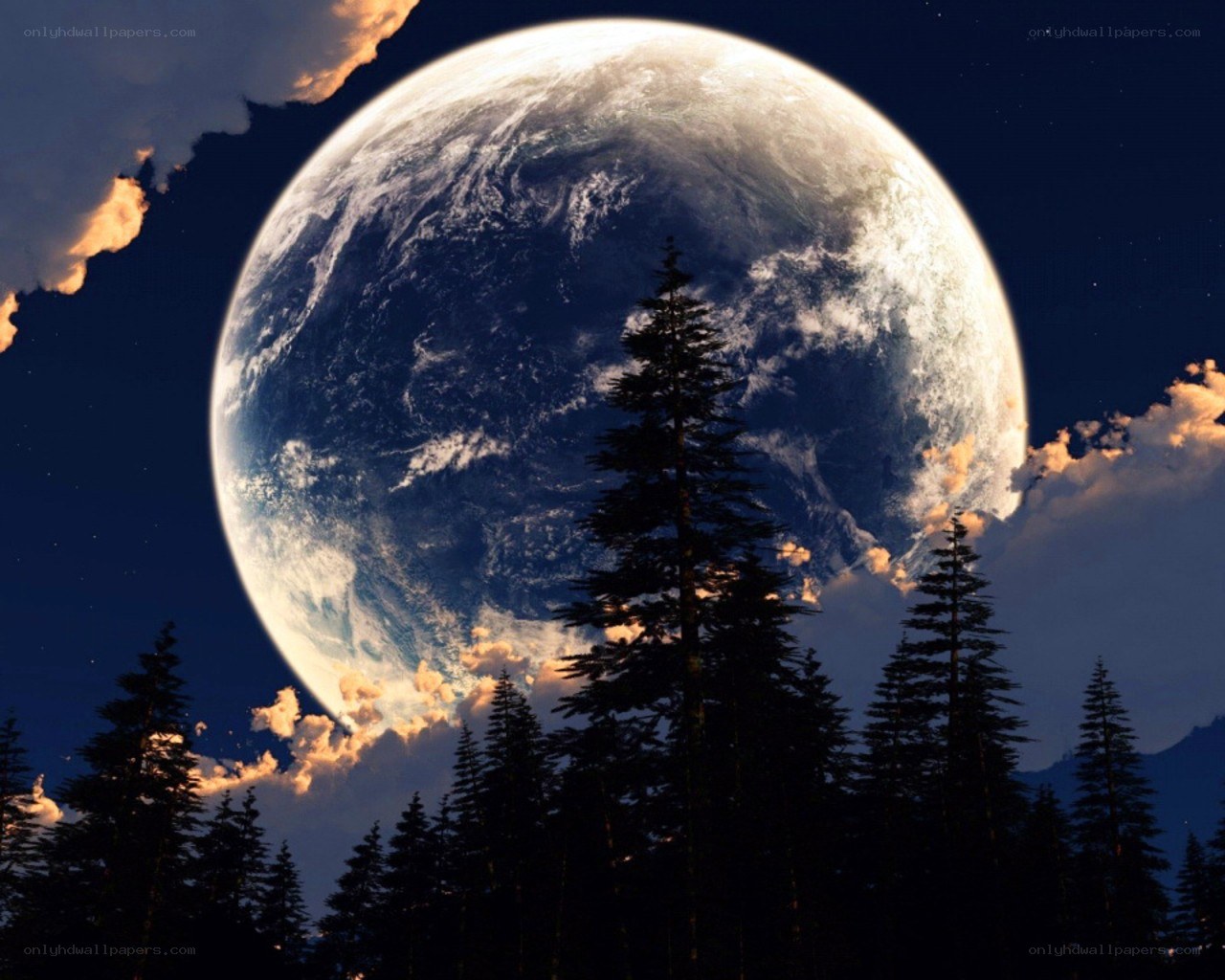 Earth from a distant moon