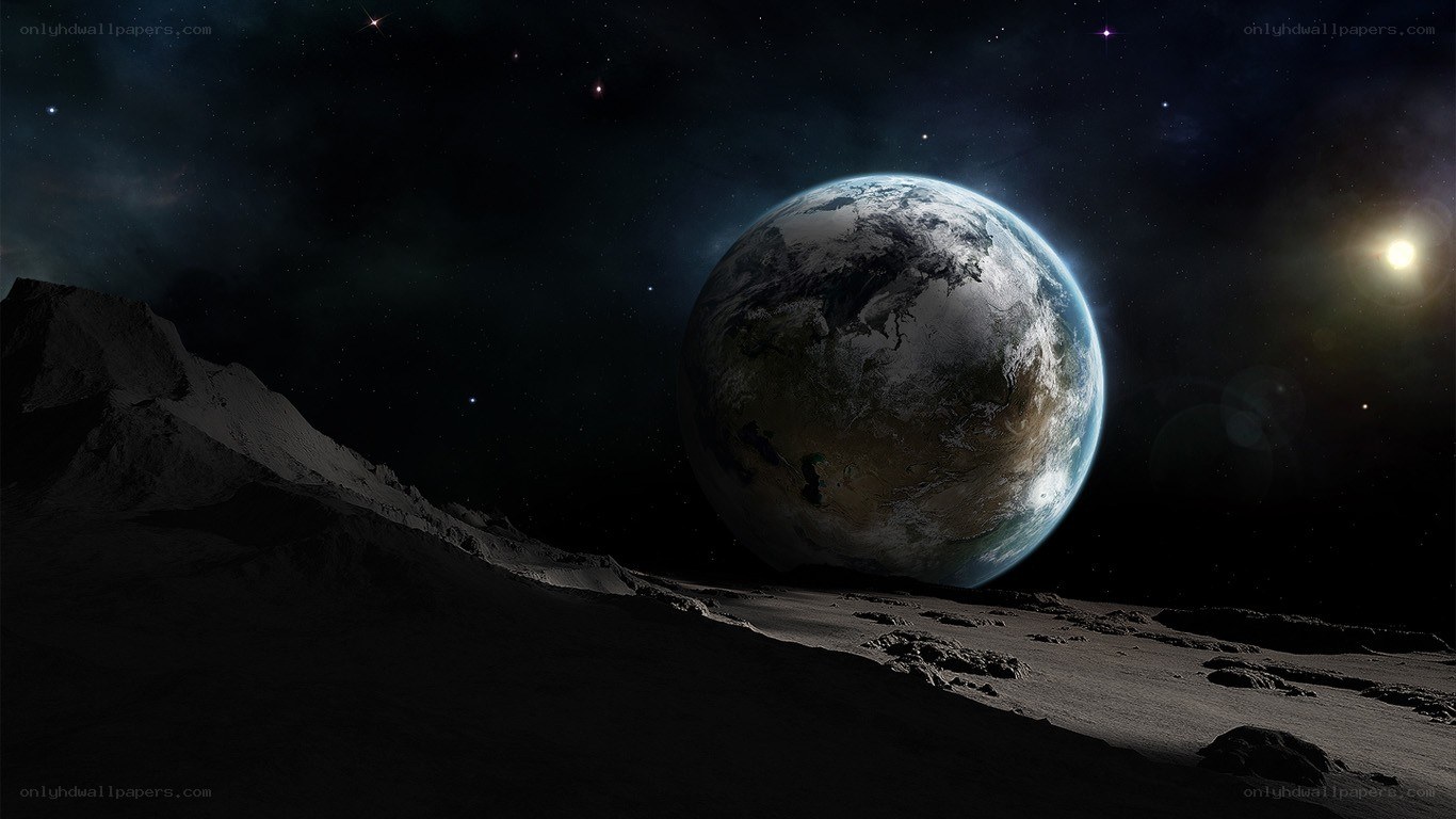 Earth from a distant moon