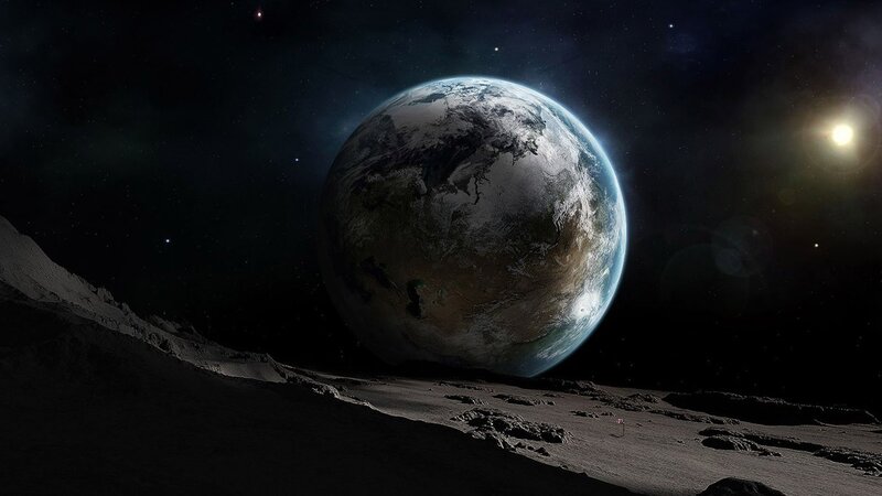 Earth from a distant moon