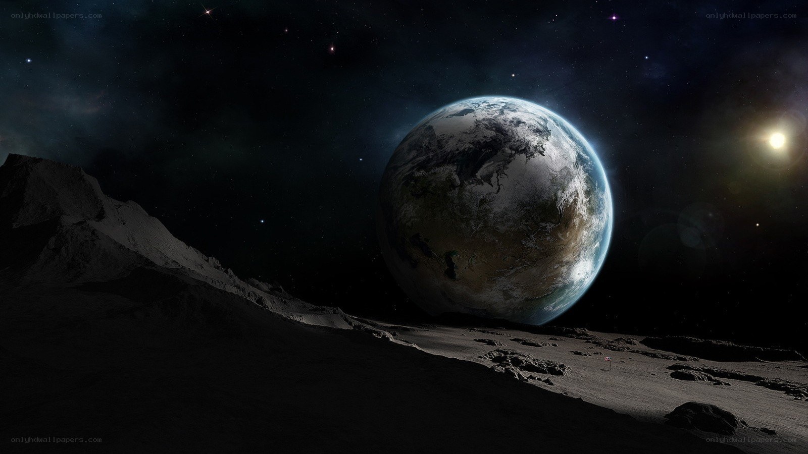 Earth from a distant moon