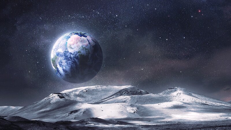 Earth from a distant moon