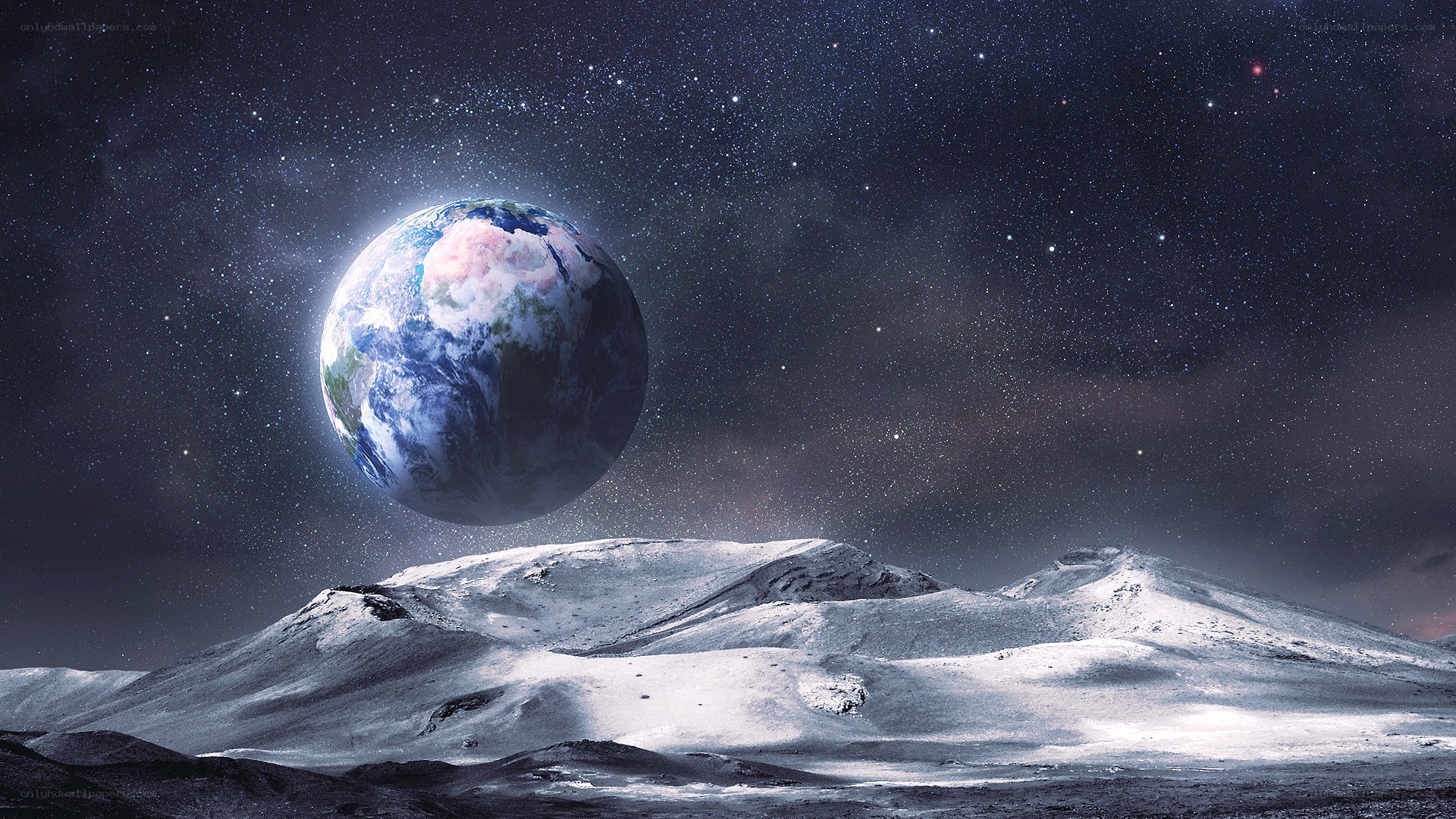 Earth from a distant moon