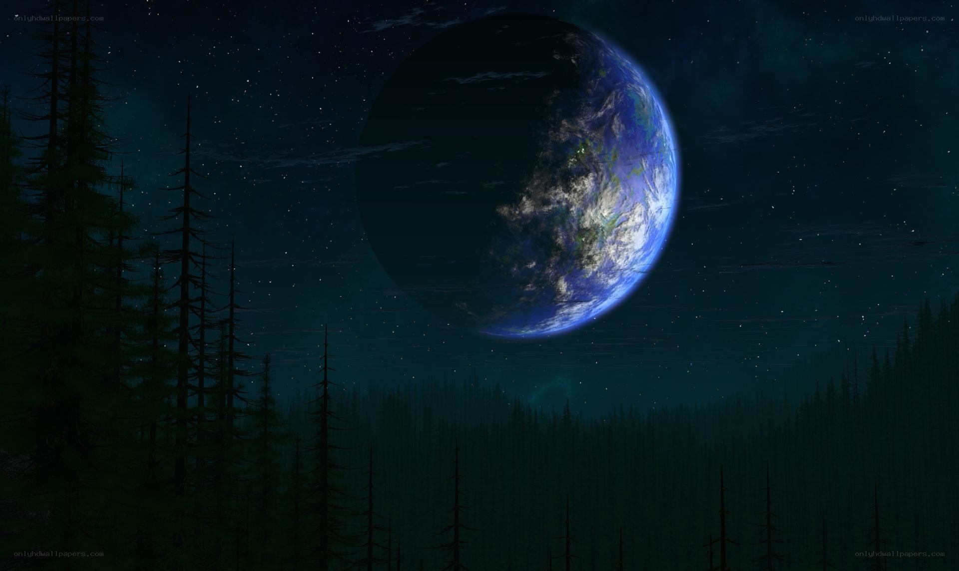 Earth from a distant moon