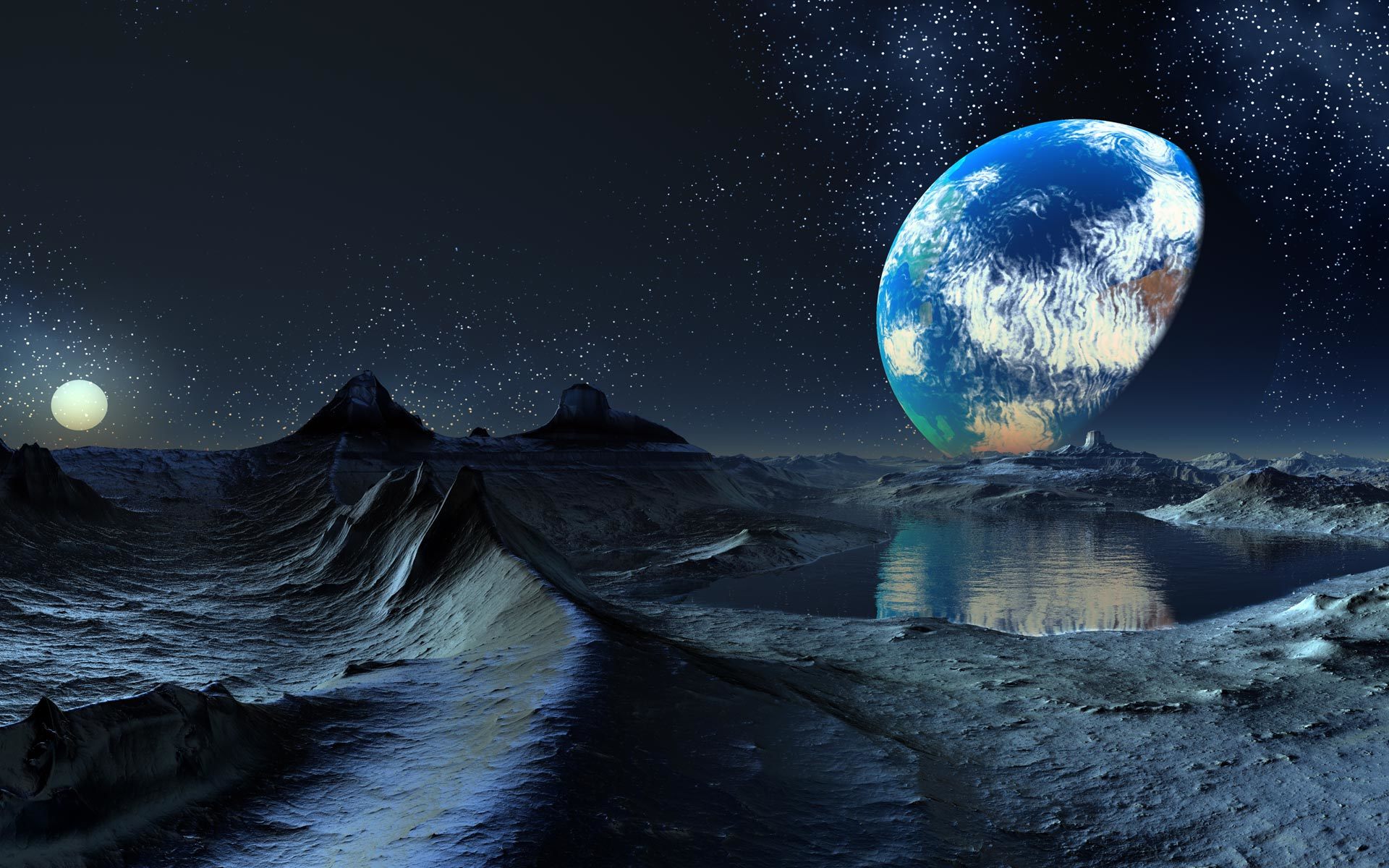 Earth from a distant moon