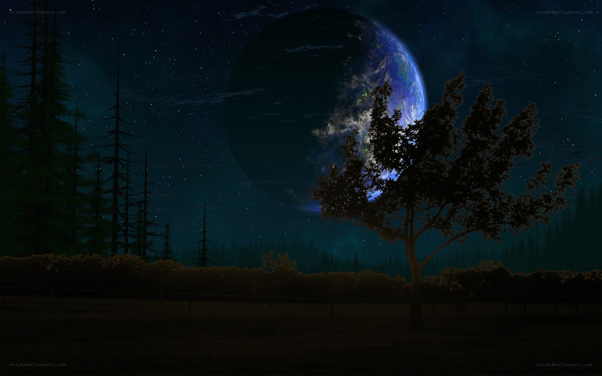 Earth from a distant moon
