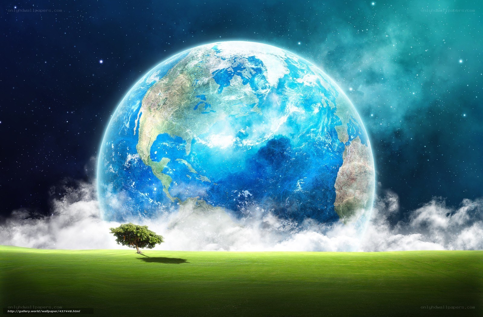 Earth from a green field