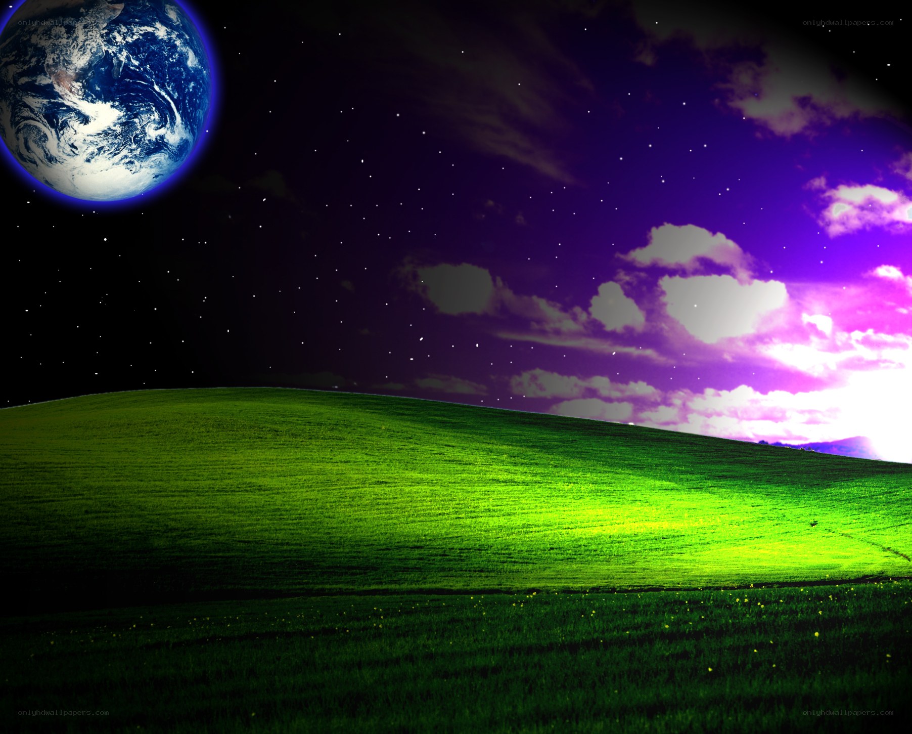 Earth from a green hill