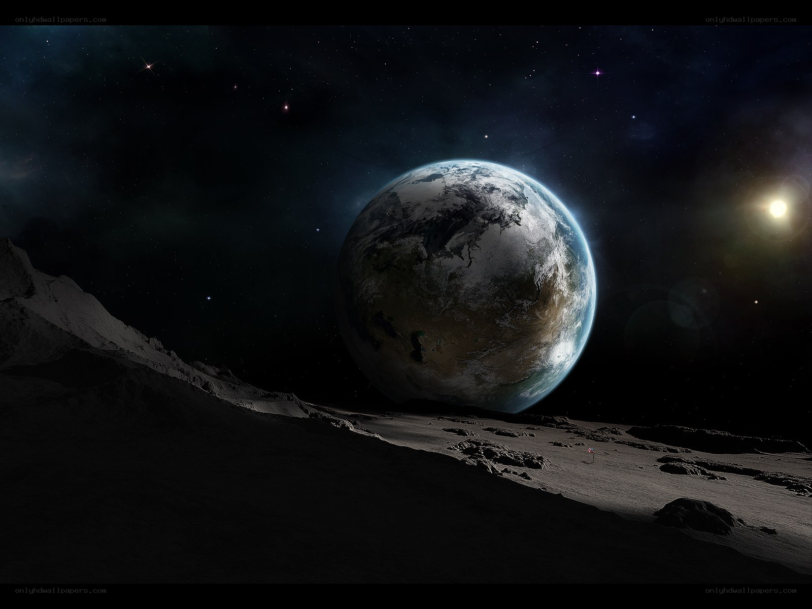 Earth from a lunar surface