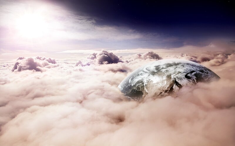 Earth from Above Clouds — White, Dramatic