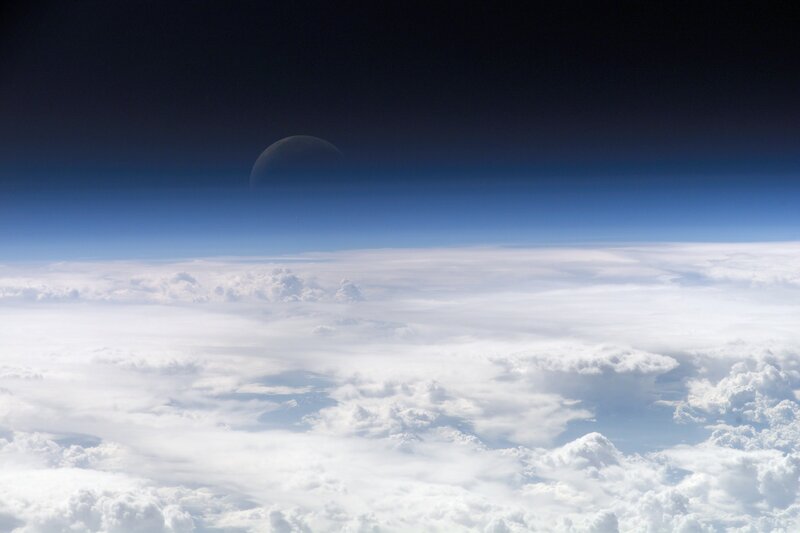 Earth from above with moon