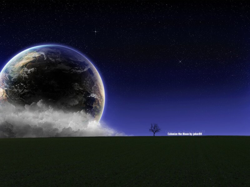 Earth from Alien Landscape — Green, Dramatic
