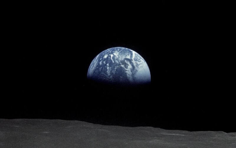 Earth from Moon Surface — Black, Serene